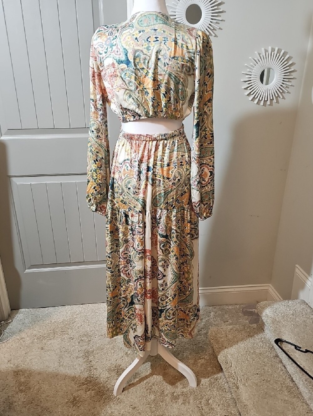 Lush Cream Paisley Wrap Maxi Dress - Picture 10 of 12